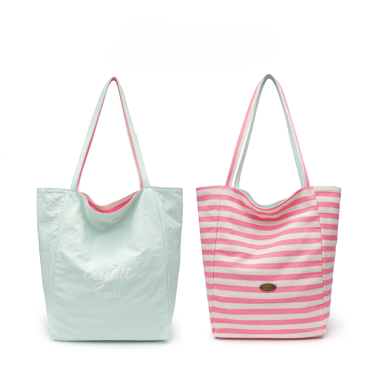 2025 autumn new casual lightweight striped double-sided usable simple niche commuting canvas handbag designer canvas bag bag women's shoulder bag