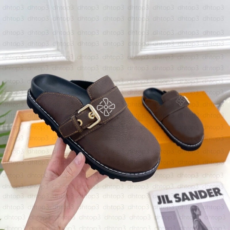 Designer Slipper Flat Scuffs sandals Calfskin Mules cosy clog slides Letter Printing Comfort Casual Shoes Platfo rm fashion womens fluffy shoe size 35-45 01