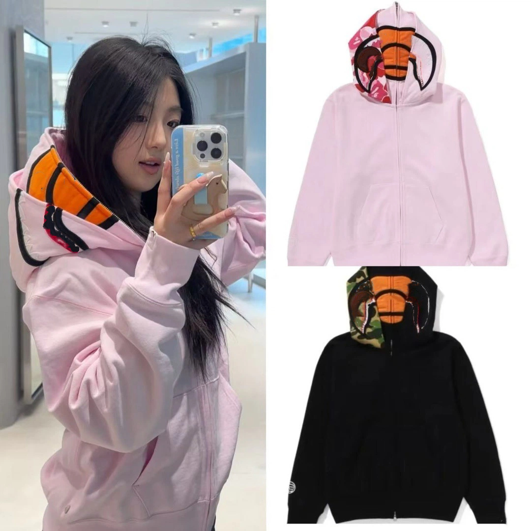 Men's Designer Camouflage Hoodie Animal Embroidery High Street Loose Zipper Cardigan Cotton Top Quality Couple Streetwear