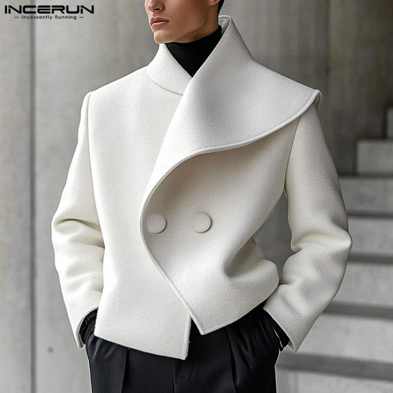 Casual Stylish Style Tops INCERUN Men Asymmetrical Collar Suit Handsome Male Solid Allmatch Loose Long Sleeved Blazers 250828