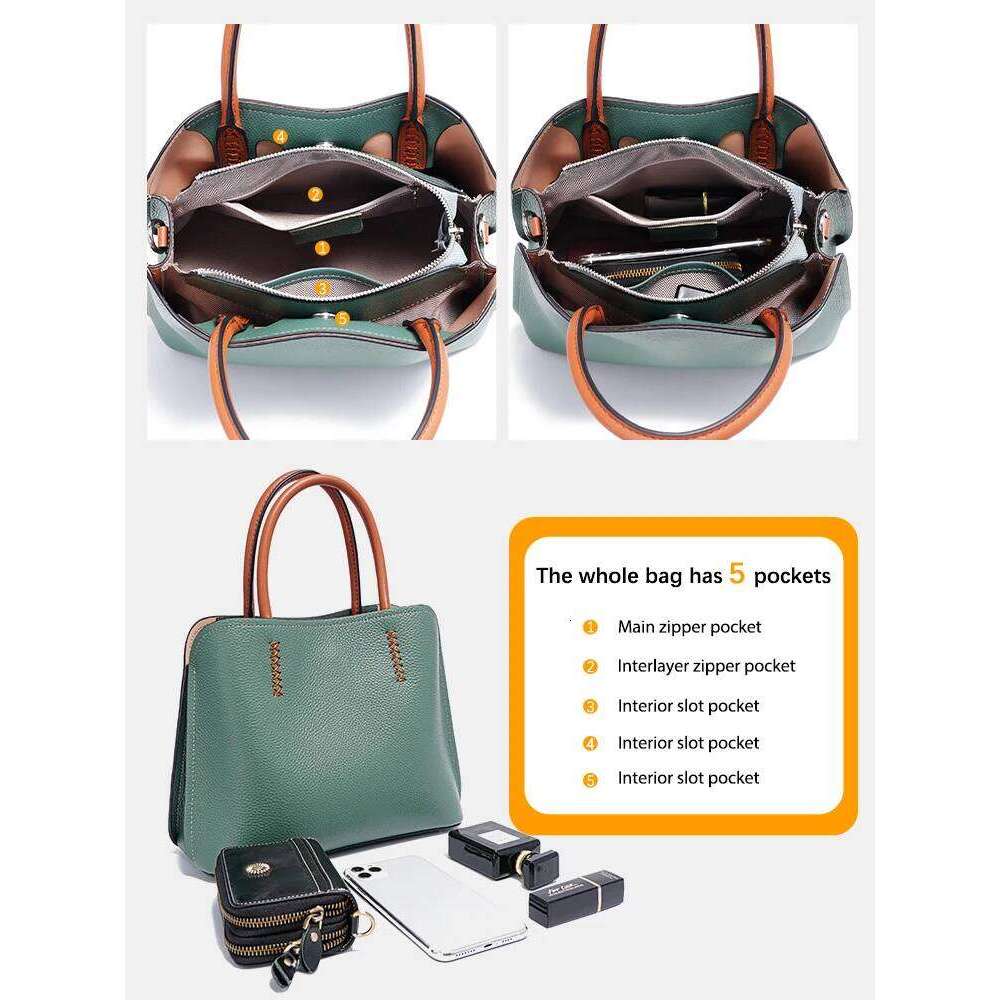 Zency Women's Genuine Leather Shopper Designer Shoulder Bags Handbag Large Bucket Bag Tote Cross Body 2024 Bolso De Mujer