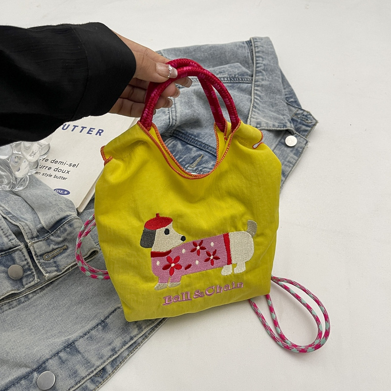 2025 Autumn New Women's Japanese Style Handbag Cute Sausage Dog Embroidery Fashionable bag Lightweight Casual Crossbody Bag Designer Shoulder Bag