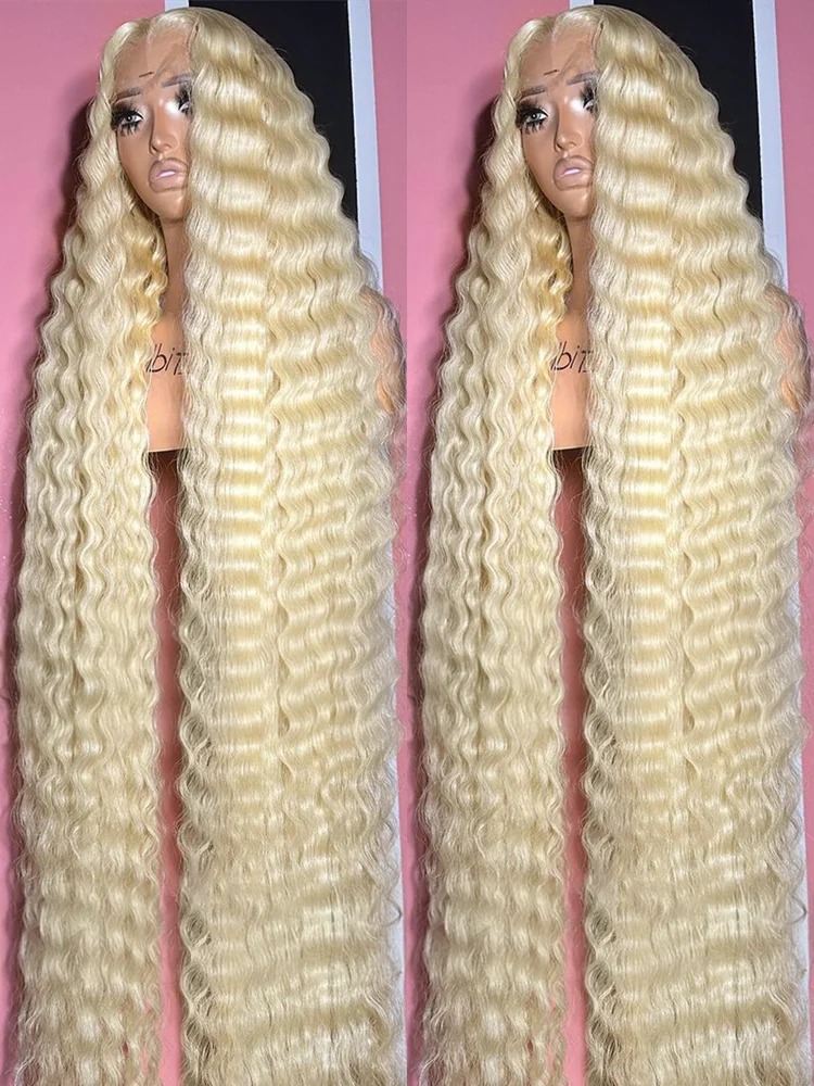 613 Deep Wave Frontal Wig 13x6 HD Water Wave Lace Front Wigs 30 40 Inch Honey Blonde 13x4 Transparent Lace Raw Remy 200 Density