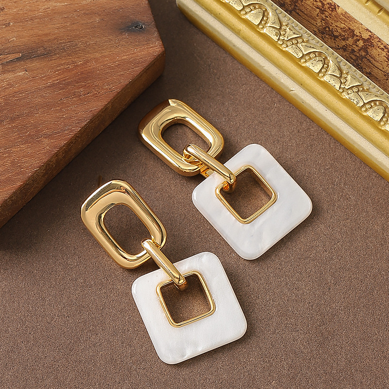 Geometric Cut Out Square Drop Earrings for Women Fashionable Hollow Design Dangle Earrings