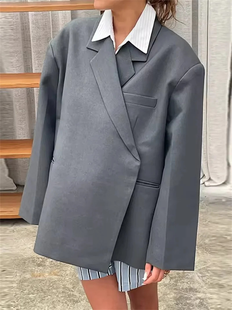Fashion Women Blazers Long Sleeve Lapel Side Button Suit Jacket 2025 Spring Notched Ladies Office Workwear Outwear 250828