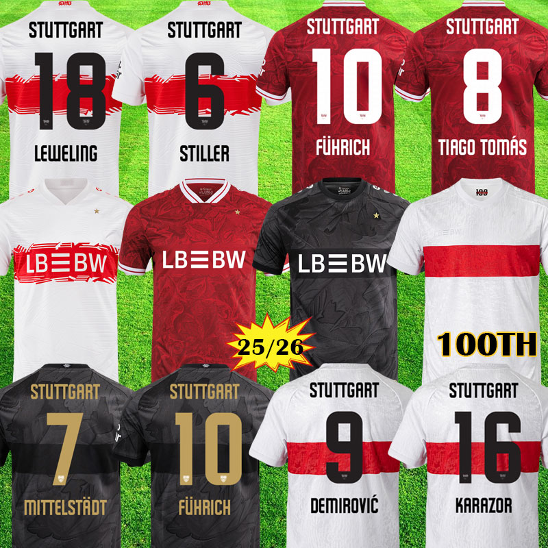 25 26 Stuttgarts Soccer Jerseys VfB Jersey VfB special jersey 100 years of Brustring Shirts the Schwabenmetropole Kits Swabian metropolis Football Shirt 999