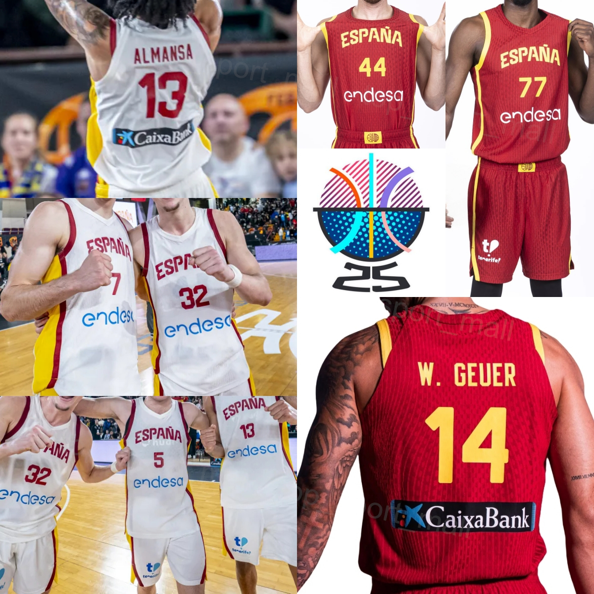 Print EuroBasket Espana Basketball 14 Willy Geuer Jerseys 2025/26 Spain 23 Sergio Llull 9 Alberto Diaz 13 Marc Gasol 21 Alex Abrines 4 Pau Gasol Shirt Men Youth Women