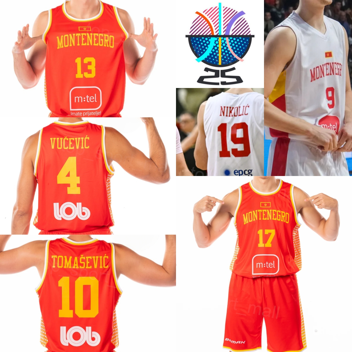 Print Montenegro 25 26 EuroBasket Basketball Igor Drobnjak Jerseys Andrija Slavkovic Balsa Zivanovic Kyle Allman Nikola Vucevic Bojan Tomasevic Woman Youth Man