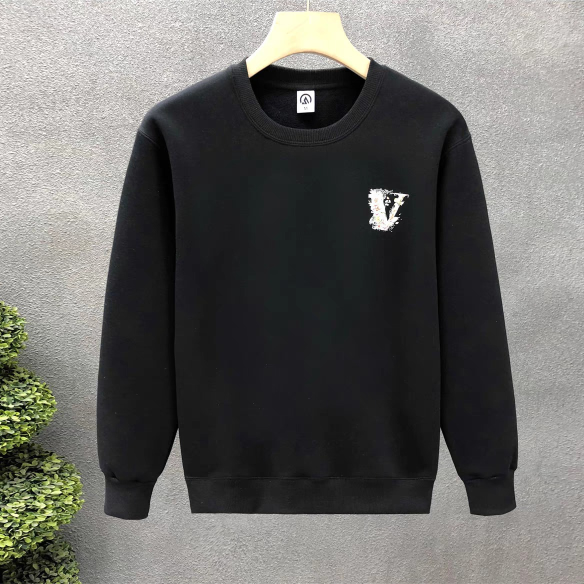Men Designer Luxury Cotton Thicken Sweatshirt Women Floral Letter V Printed Crew Neck Casual Fashion Streetwear for Urban Style Lovers