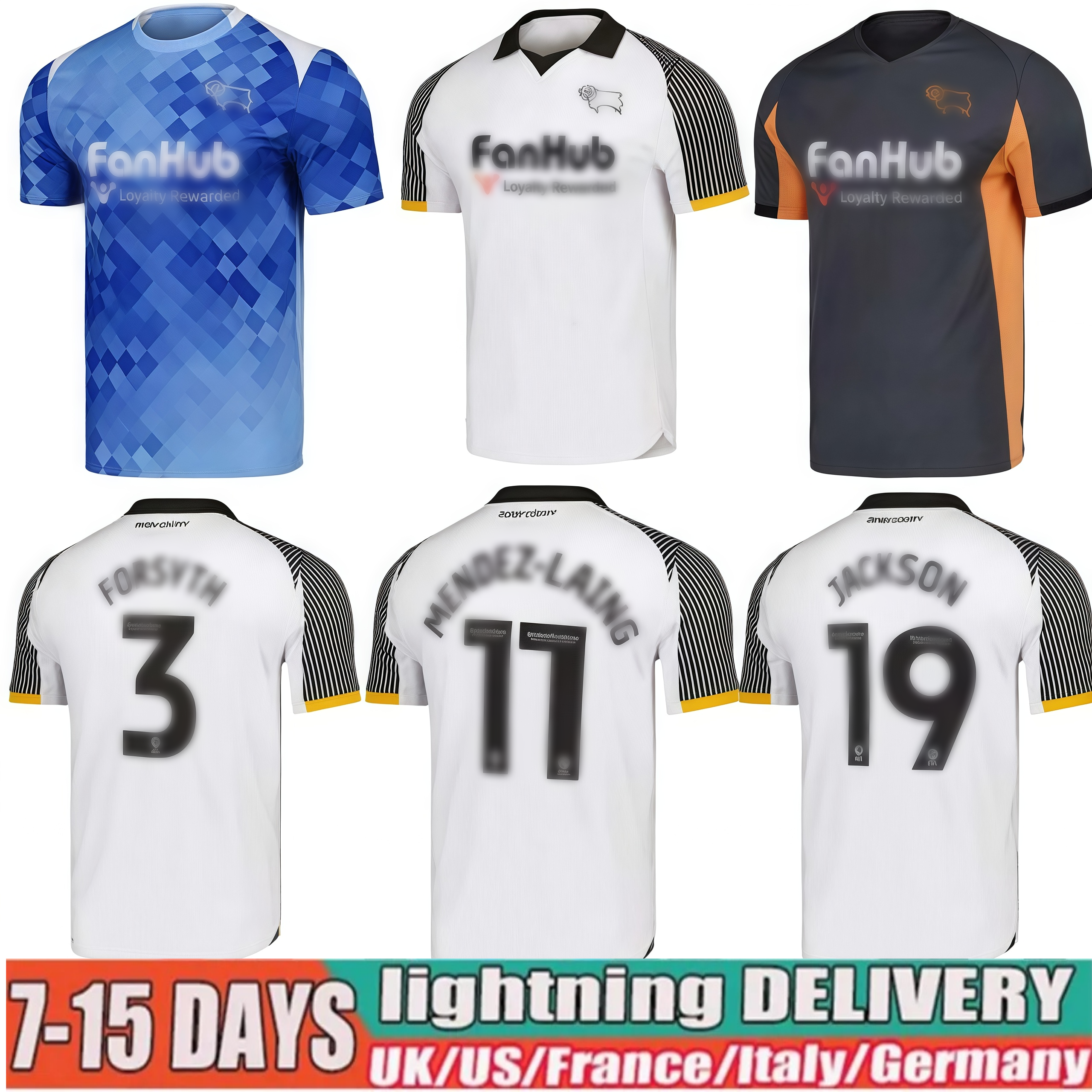 Derby County 25 26 Home soccer jerseys 2025 2026 Home Away Third Football Jersey Shirt Kit COLLINS SIBLEY CASHIN NYAMBE NELSON ELDER FORNAH BARKHUIZEN