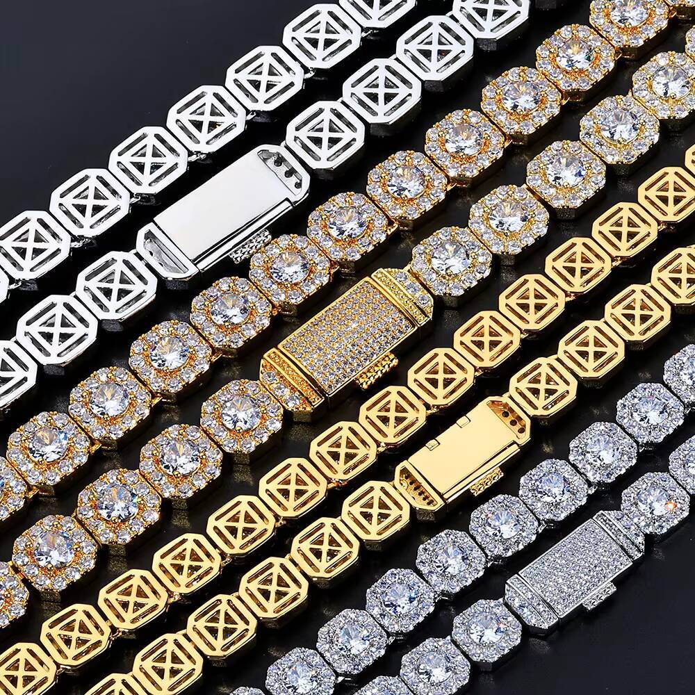 NUOYA Iced Out Zircon Bracelet Gold Plated 1012mm Clustered Tennis Chain Women Hip Hop Bling Jewelry