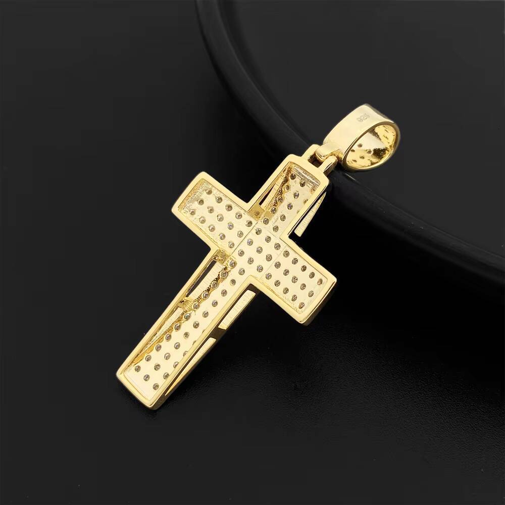 Hip Hop Jewelry for Men Women Rapper 925 Silver Vermeil Chain Iced Out VVS Moissanite Chains Diamond Cross Pendant Necklace