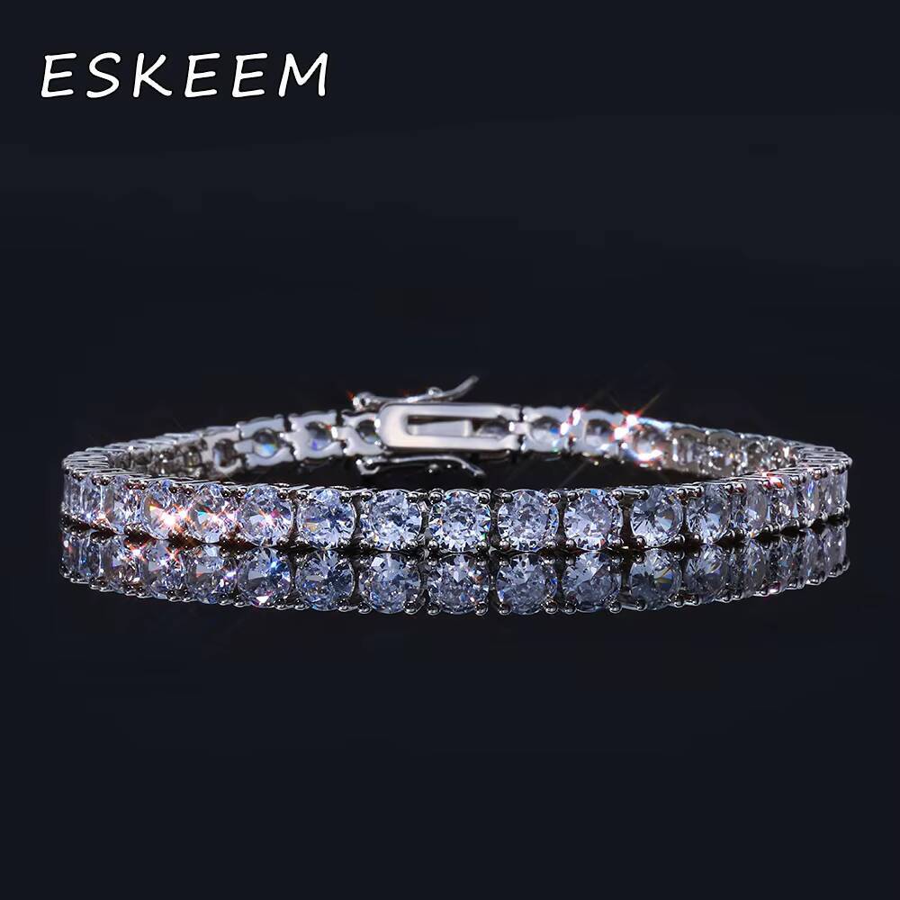 ESKEEM MultiWidth Tennis Chain Bracelet 2345mm 925 Silver VVS Moissanite Iced Out Brilliant Hip Hop Jewelry Bling
