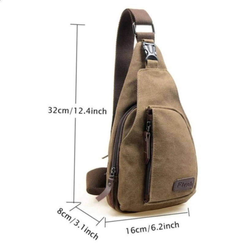 Mens Vintage Canvas Satchel Shoulder Sling Chest Pack Multifunctional Outdoor Small Shoulder Bag 250829
