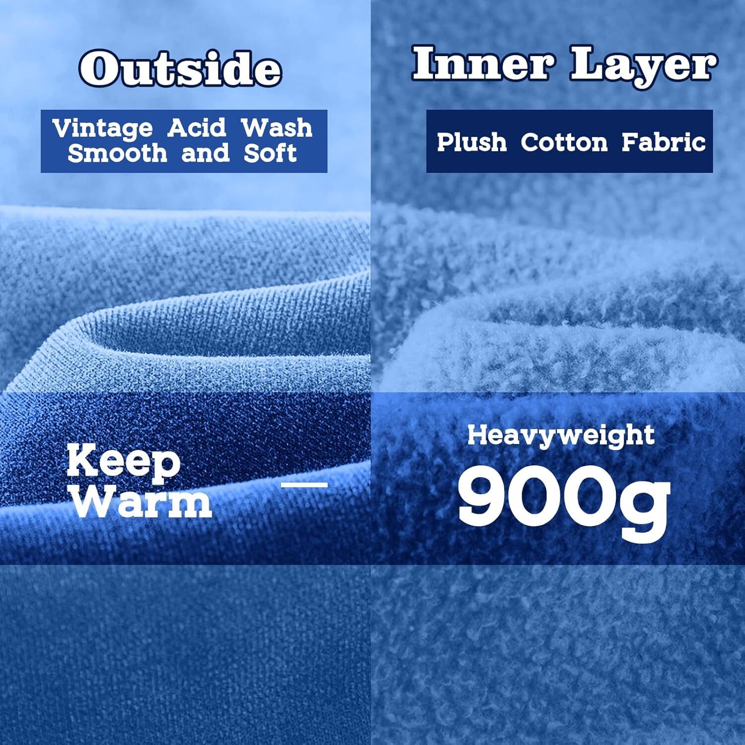 Men's Oversized Acid Wash Hoodie Heavyweight Cotton Wool Sweatshirt Loose Fit Autumn Winter Casual Street Style Pullover - view 6