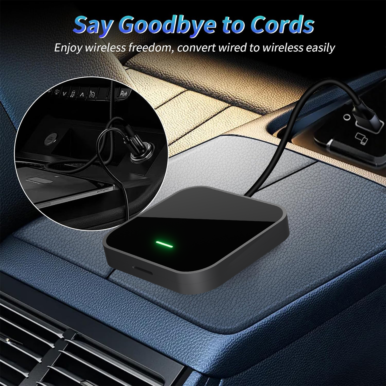 KOWANKIT Wireless CarPlay Android Auto Ai Box, Plug & Play Dongle Converts Wired To Wireless, Car Accessories, Interior, Watch Netflix YouTube in Car 