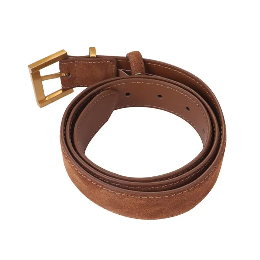 Suede Leather Belt For Man And Lady With Oxford Fabric Strap Genuine Leather Pin Buckle Blue Belts 100cm 250829