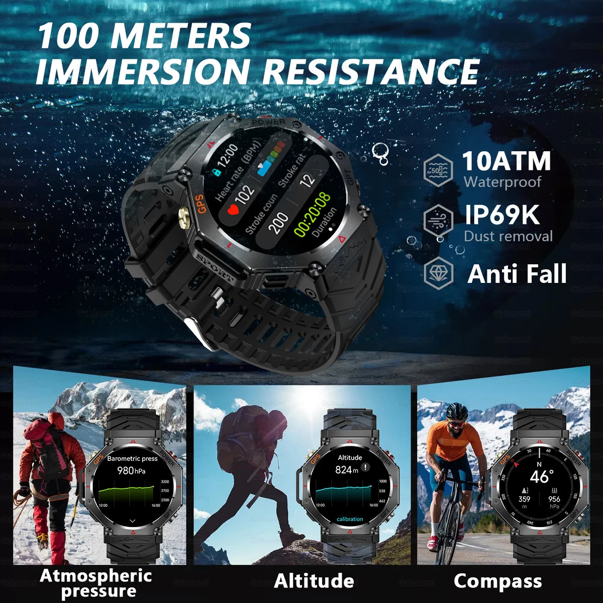 Military Smart Watch TRex 3 Bulitin GPS Compass Altimeter Barometric TM IP69K Waterproof AMOLED Bluetooth Call watch 250829 - view 3