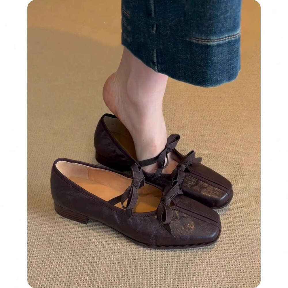 Lancui French Ballet for Women Soft Sole with Dress 2025 Spring Mary Jane Bowknot Flat Single Shoes
