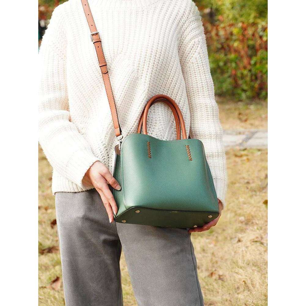 Zency Women's Genuine Leather Shopper Designer Shoulder Bags Handbag Large Bucket Bag Tote Cross Body 2024 Bolso De Mujer