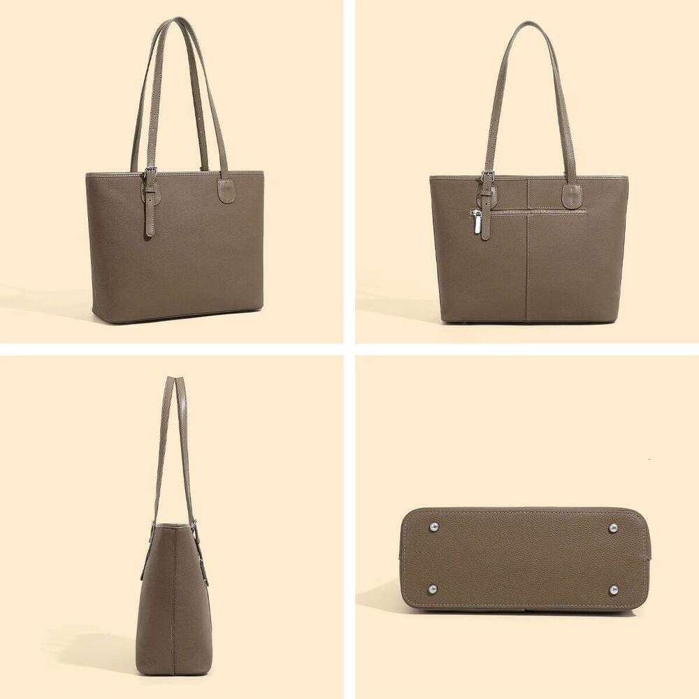 2025 Women's Genuine Leather Simple Tote Designer Commuter Shoulder Bag Large Capacity Vintage Shopping Handbag