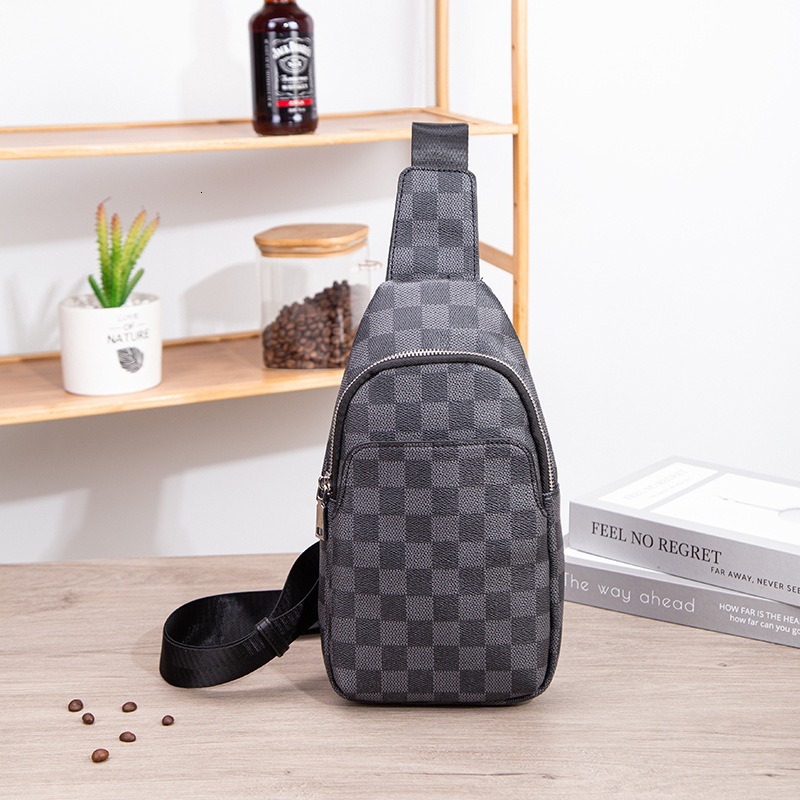 Free shipping designer men's and women's chest bag wallet plaid leather bag waterproof business outdoor leisure multifunctional luxury handb