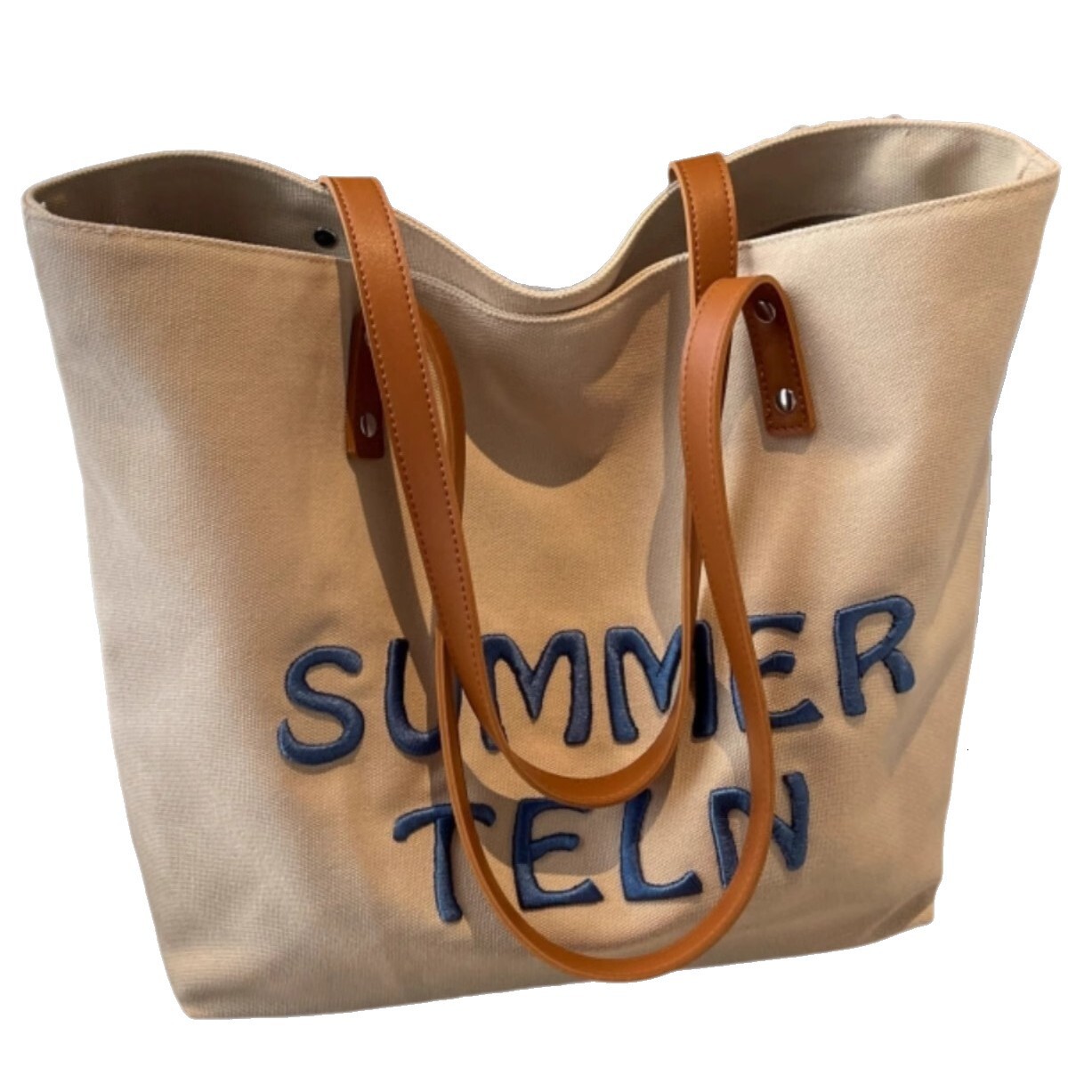 2025 Autumn New Women's Embroidered Letter Canvas Bag bag Large Capacity Commuter Handbag Single Shoulder Student Leisure Designer Single Shoulde