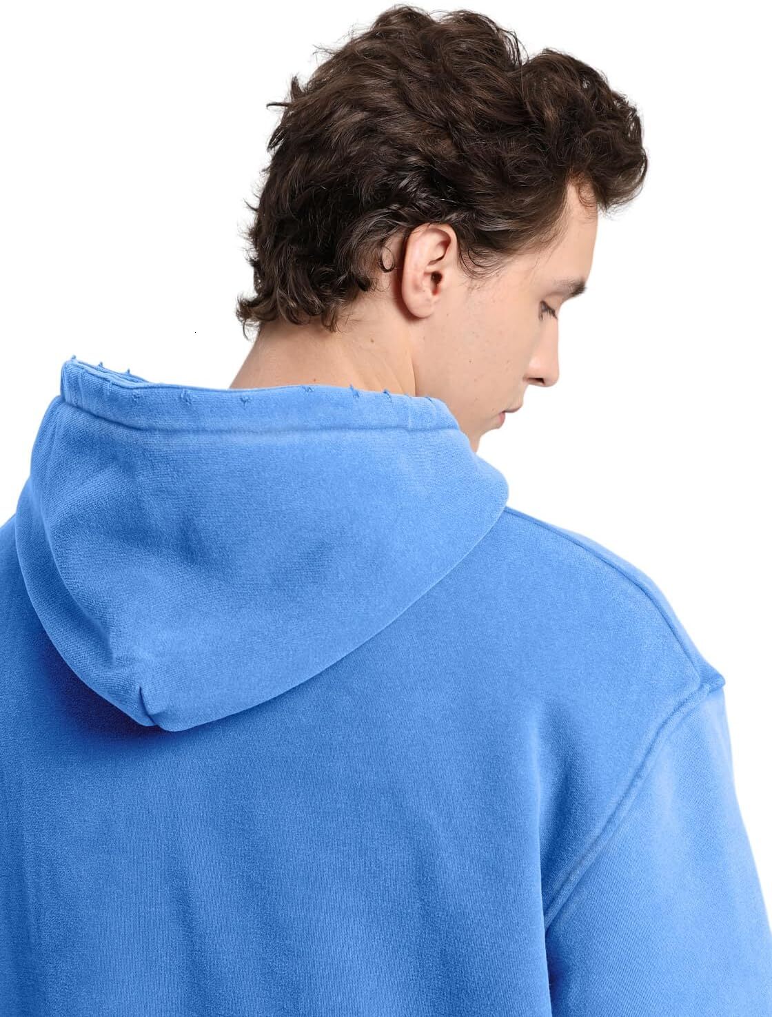 Men's Oversized Acid Wash Hoodie Heavyweight Cotton Wool Sweatshirt Loose Fit Autumn Winter Casual Street Style Pullover - view 9