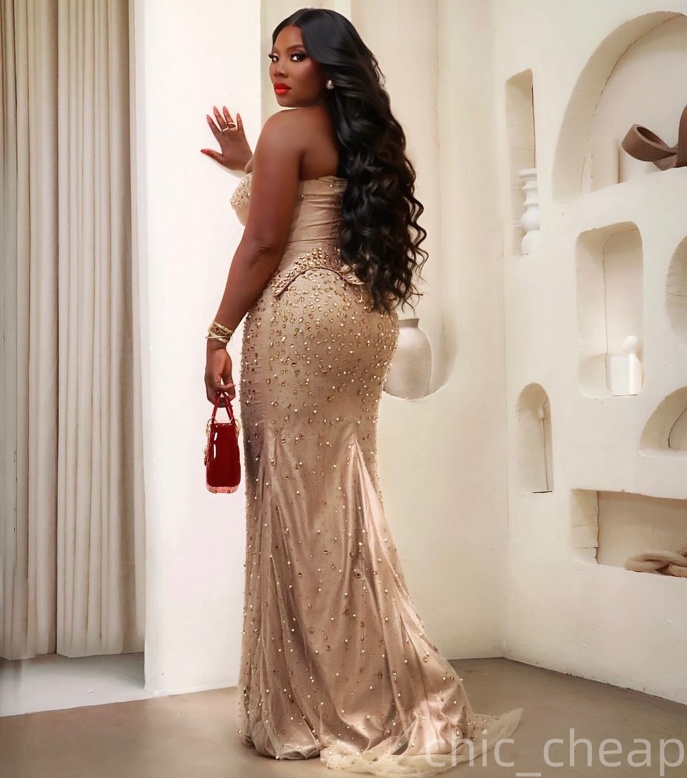 Aso Ebi Mermaid Champagne Prom Dress 2025 Illusion Crystals Sweetheart Evening Formal Party Birthday Dresses Robe De Sorrie Reception Gowns For Specia