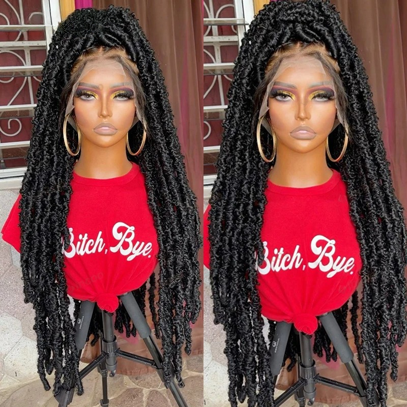 40 Inch Long Dreadlocks Braided Wigs For Black Women HD 360 Lace Front Wig Braid African Knotless Box Braids Hair Wig Ready To Wear Synthetic