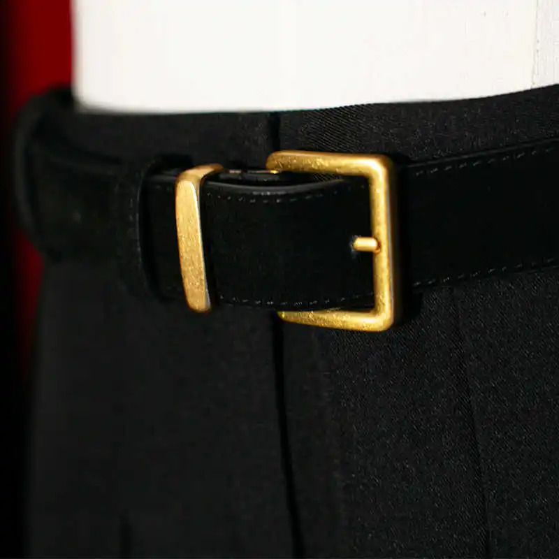 Women Suede Cowhide Belt 3.3cm Wide Waistband for Dresses Jeans Vintage Style with Gold Buckle 250829