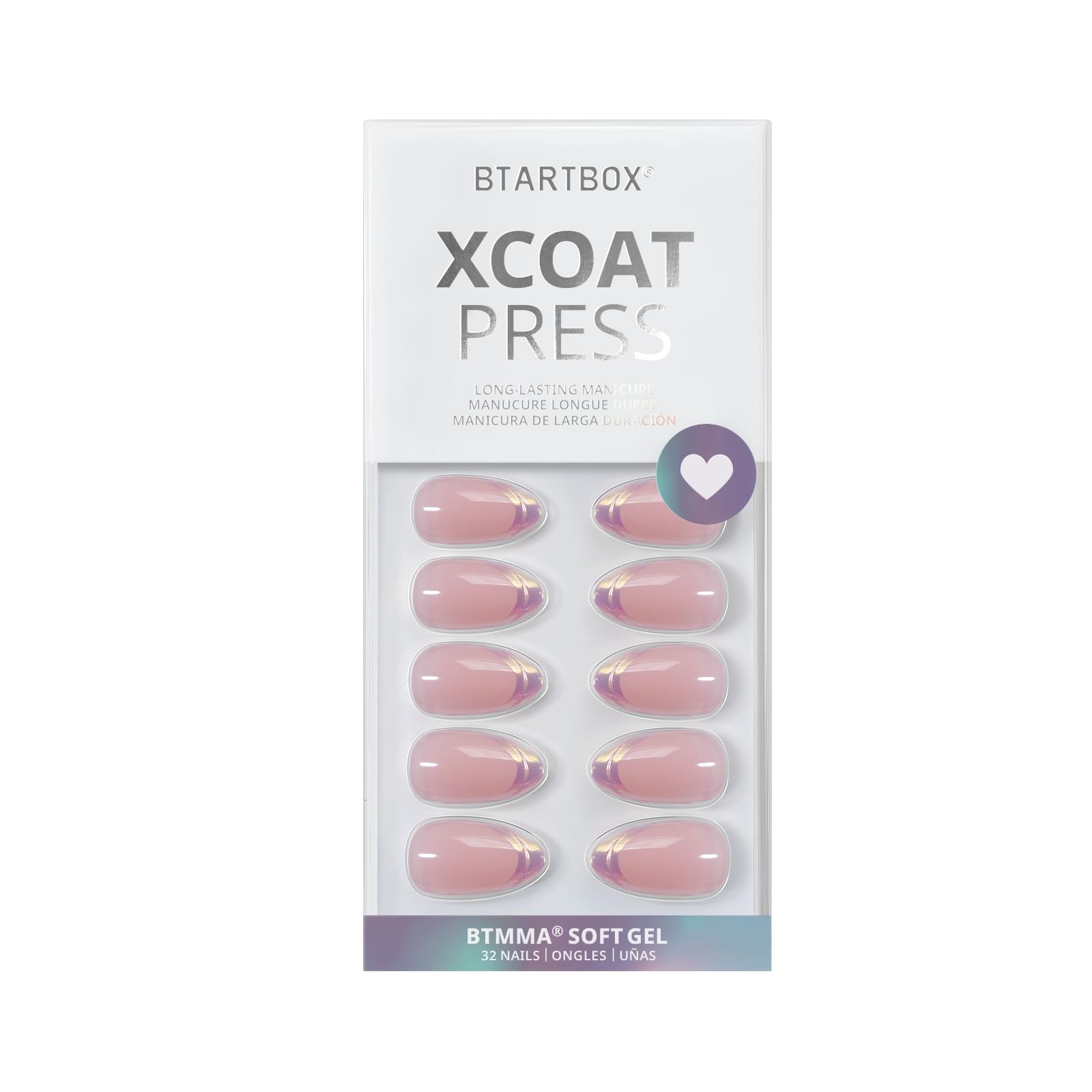 24pcs Aurora purple shiny French edge mid length almond shaped Press On Nails, Convenient To Wear, fashionable and unique, suitable for any occasion