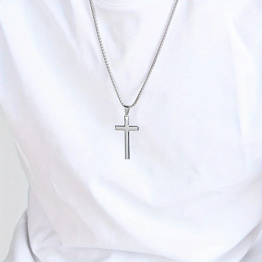 Collier Homme Spiritual Male Stainless Steel Necklace Mans Jesus Cross Necklaces for Man Collar Hombre Fathers Day Gifts250829