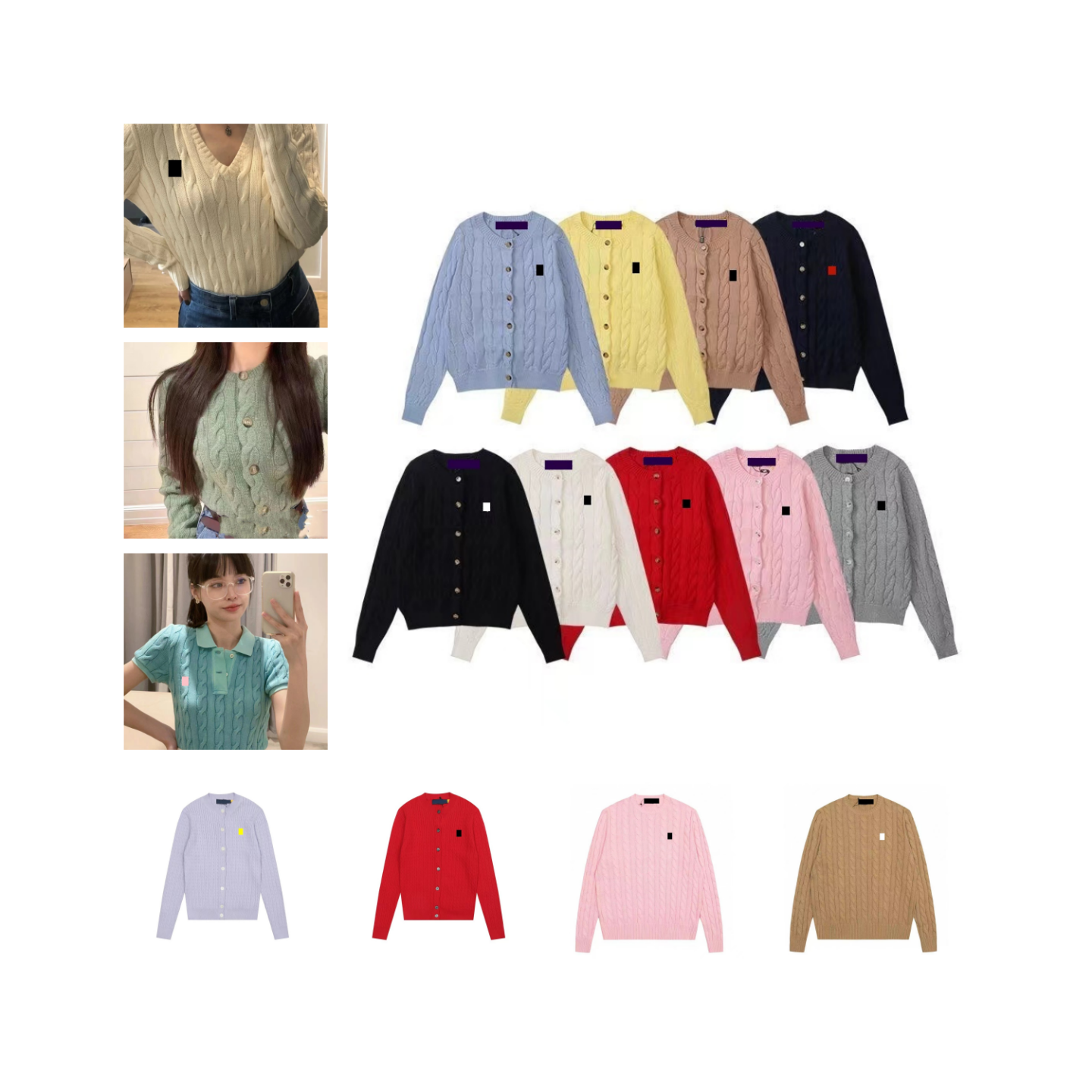 Polo Sweaters Women Designer Cardigan Polo Designer Knit Sweater Cotton Fabric Embroidery Polo Sweaters Designer Sweater Jumpers Designer Womens Pullover Women