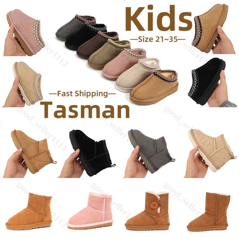 2025 Kids Boots Toddler Children Boots Baby Tasman Slippers Child Australia Snow Boot Winter Boot Classic Ultra Mini Boot Boys Girl Boots Preschool Fur Booties 21-35