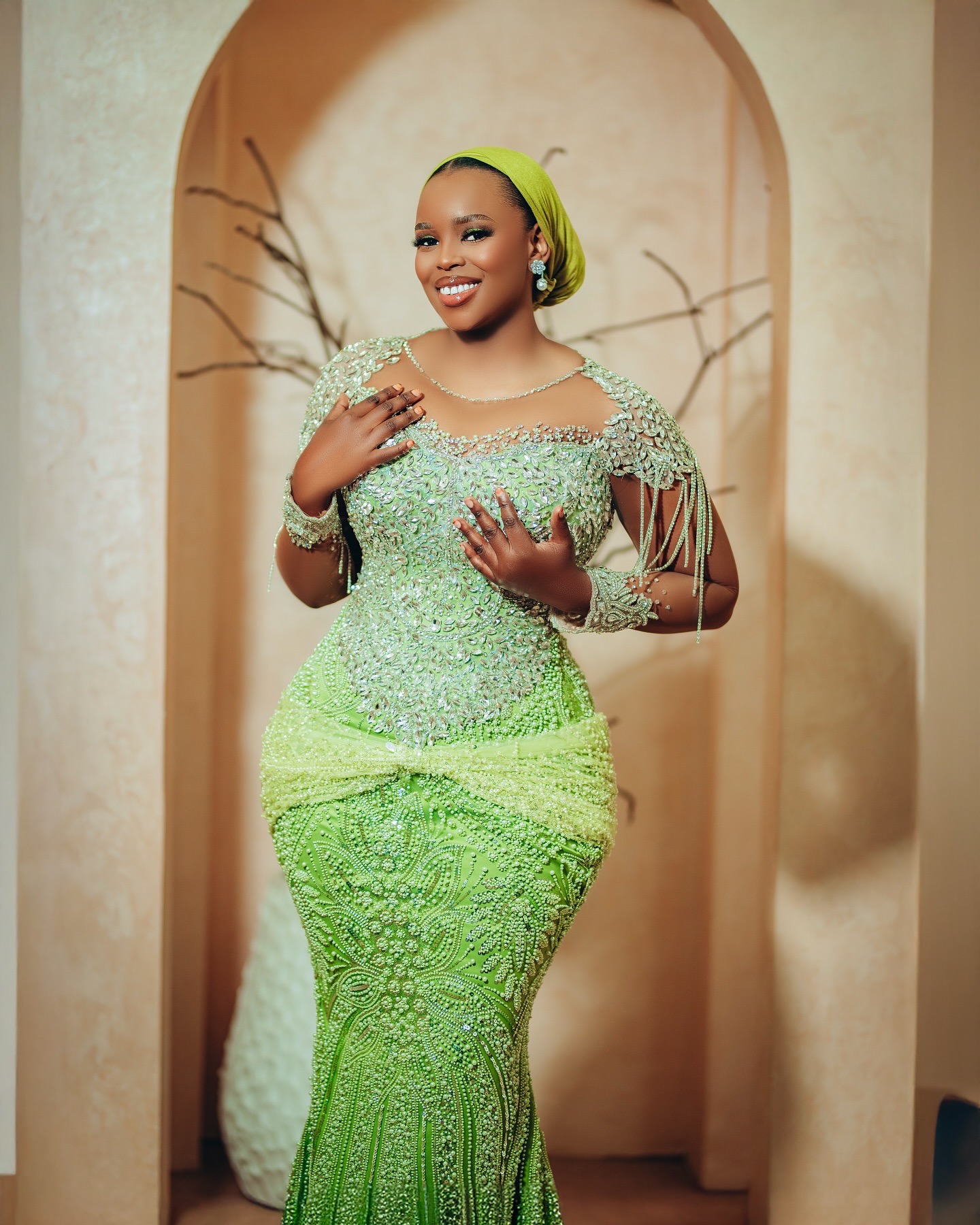 Aso Ebi Mermaid Green Prom Dress 2025 Crystals Beaded Sequined Sparkly Evening Formal Party Birthday Dresses Robe De Sorrie Reception Gowns For Specia