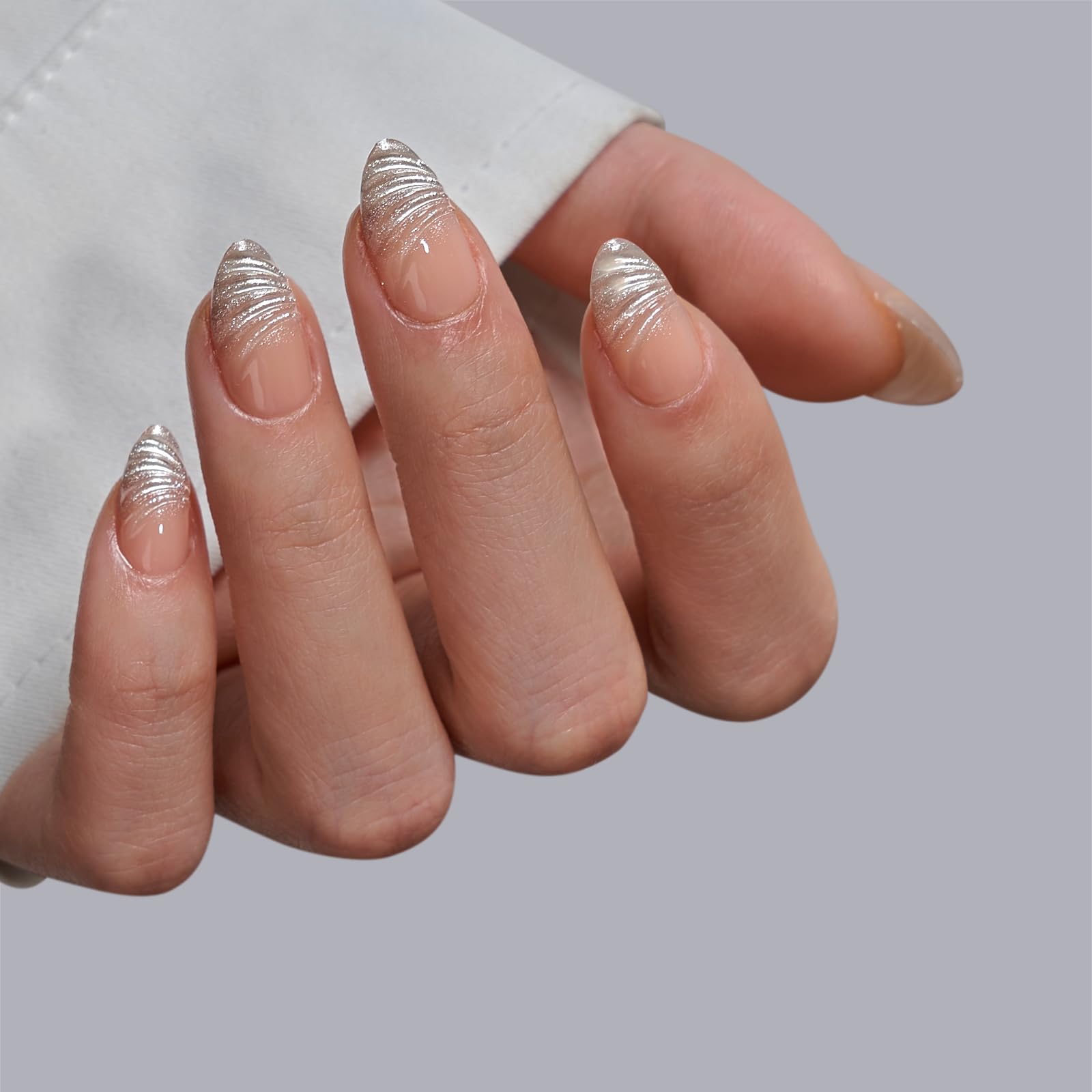 3D Droplet Adhesive Silver Press On Nails, Suitable For Fashionable And High-end Girls And Women To Wear On A Daily Basis