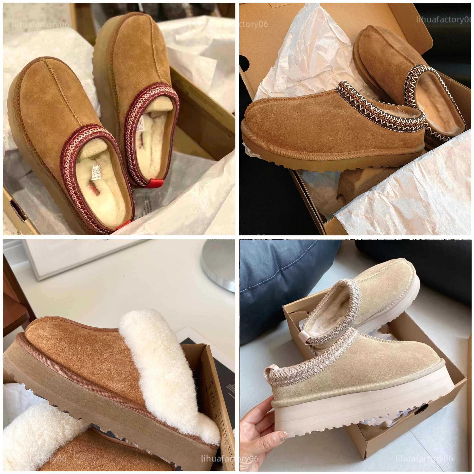 Shoes tasman slippers designer shoes platform slides boots designer womens tazz ultra mini chestnut wool slides fluffy fur leather women slider top quality with box