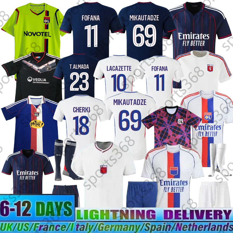 25 26 football jersey Maillot Lyon Soccer Jerseys 2025 2026 75-Year Olympique Lyonnais OL 3rd Fourth Shirts CHERKI Mikautadze Men Football Shirt Kids Kits Retro