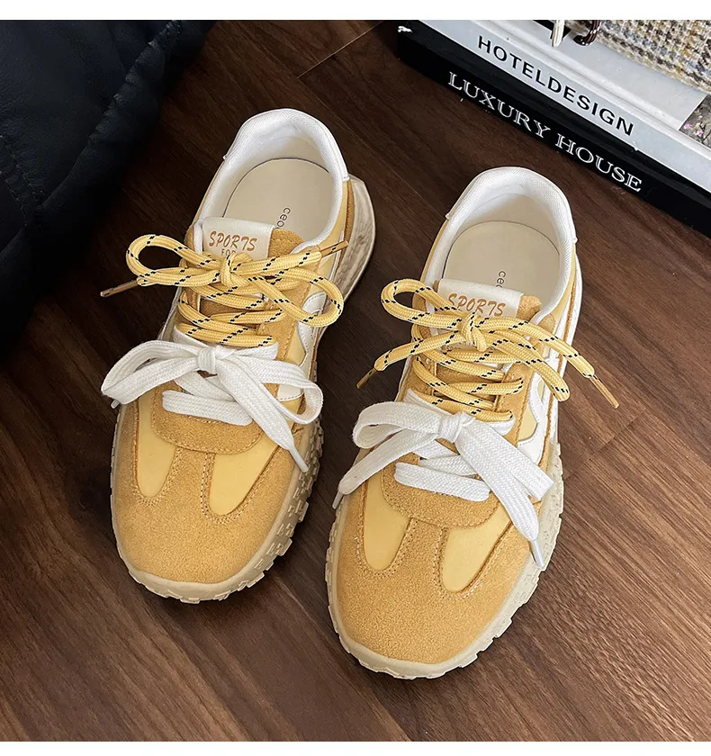 hot new designer for womens casual beige yellow outdoor sneakers sport shoes size 35-40