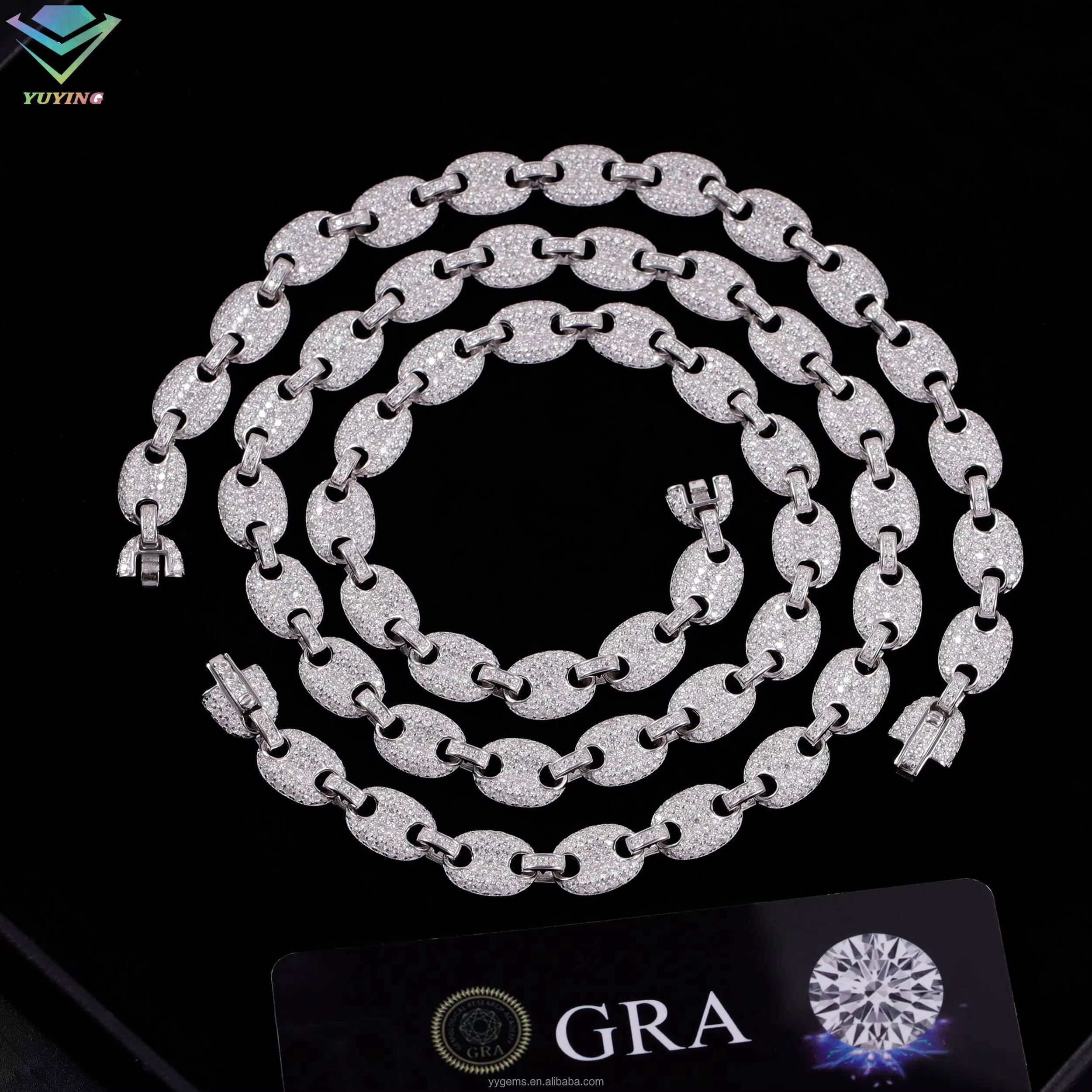 Fashion Mossanite Cuban Chain Fine Jewelry 6mm 8mm Wide S925 Silver Diamond Necklace VVS Moissanite Hiphop Cuban Link Chain