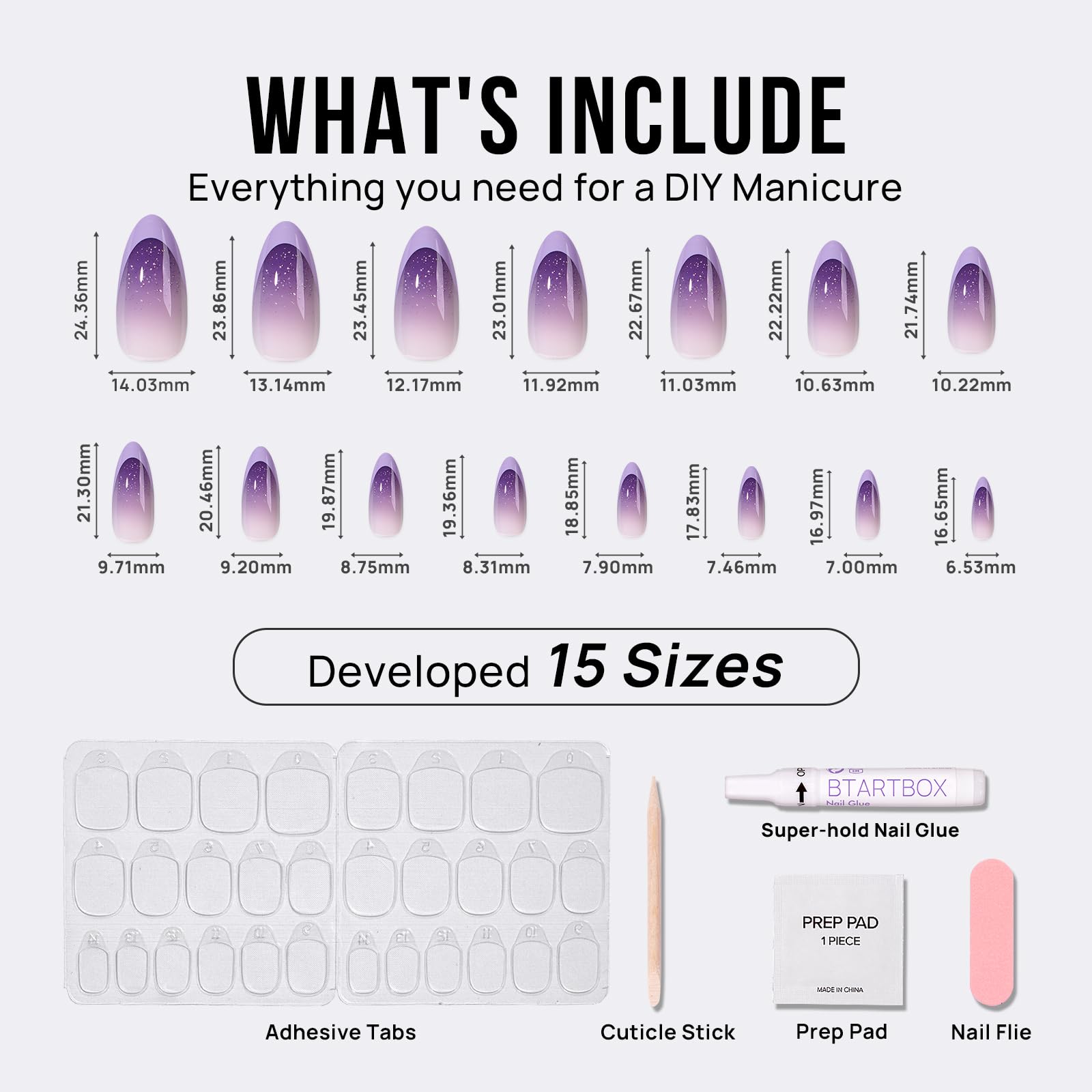 Purple French Edged Purple Shiny Square Fake Nails, Reusable, Suitable For Women And Girls To Wear At Parties And Banquets