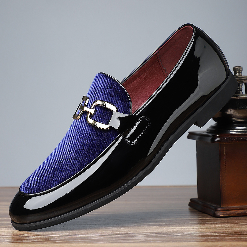 Mens Casual Leather Shoes Mens Fashion Patchwork Party Wedding Loafers Moccasins Men Slip-on Light Comfortable Driving Flats 240314