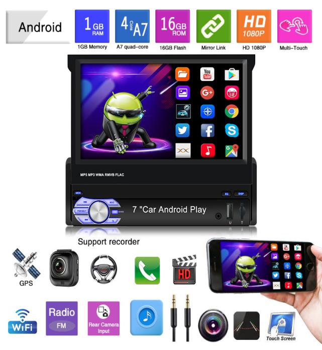 7 Inch 1 Din Telescopic Screen Car GPS Navigator Android 91 Radio Allinone Big Screen Navigation Palm Car Full Touch2316523