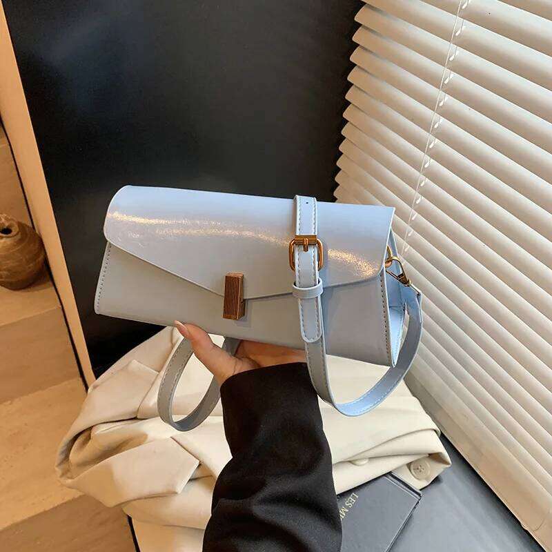 2025 New Women's Glossy French Baguette - Minimalist Crossbody For Daily Commute With Geometric Buckle