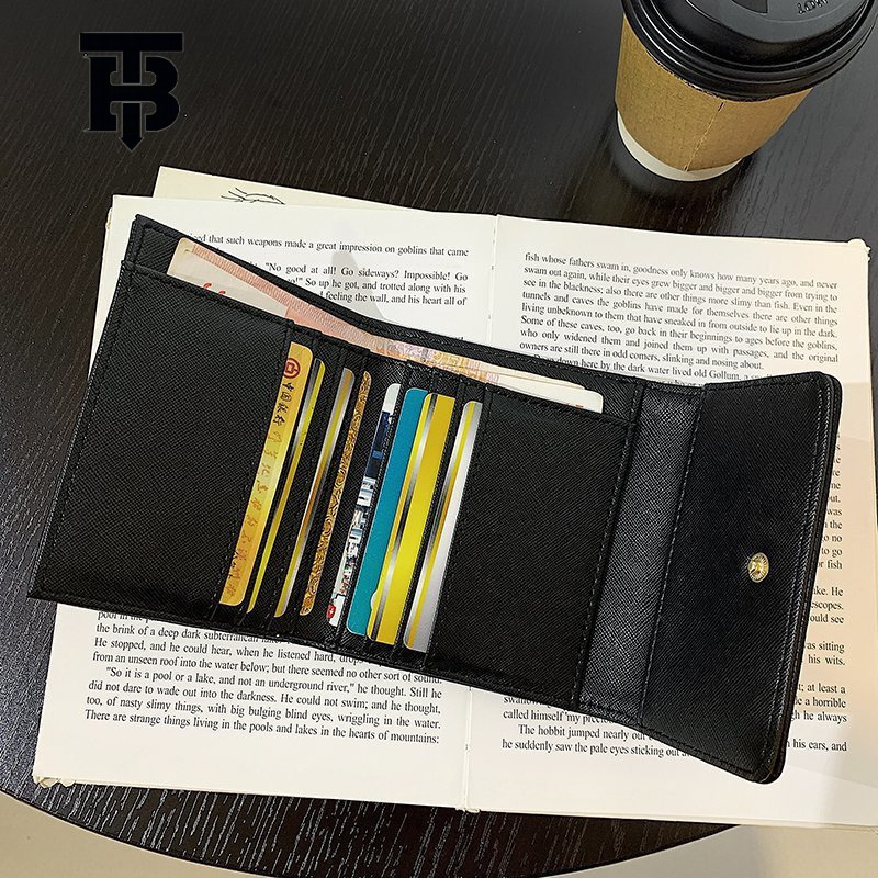 TB BHULAMTE Luxury Small Fragrant Women's Wallet Short Handbag New Camellia Design High End Grid Coin Bag Buckle Multi Card Slot Card Bag Free Sh