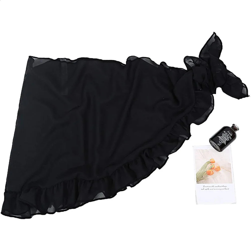 Women Chiffon Short Sarongs Ruffle Hem Bikini Cover Ups Beach Swimsuit Bathing Suit Wrap Skirt for Swimwear 250829