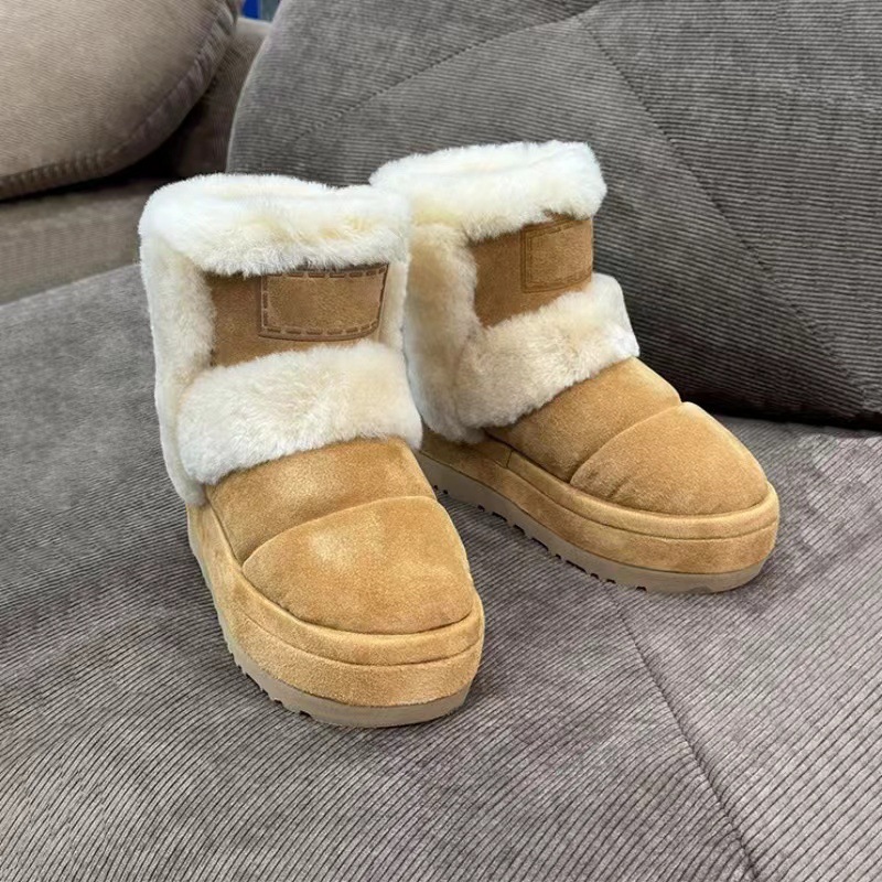 Best Selling Womens Snow Boots New Winter Style Thick Platform Design Plush Lined for Warmth Cotton Boots Free Shipping Chestnut Size 35-40 Hot Sale