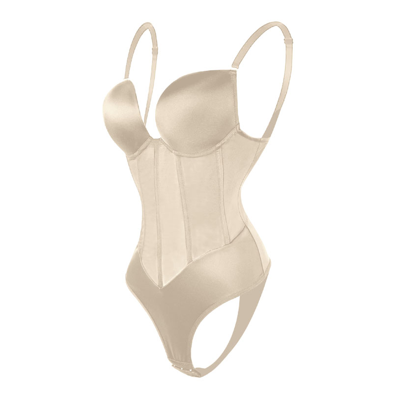 Women Bodysuit Shapewear Tummy Control Body Sculpting & Slimming Deep V Corset Pull Bra Bust Support Seamless Sling Body Suits Waist & Tummy Shaper