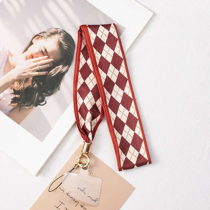 New Phone Scarf Detachable Neck Strap Long Luxury Women's Lanyard Chain Wide Cloth Cute